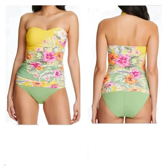 Bleu Rod Beattie  Paradiso Bandeau Tankini Top and Sarong Hipster Bottom - Picture 1 of 13